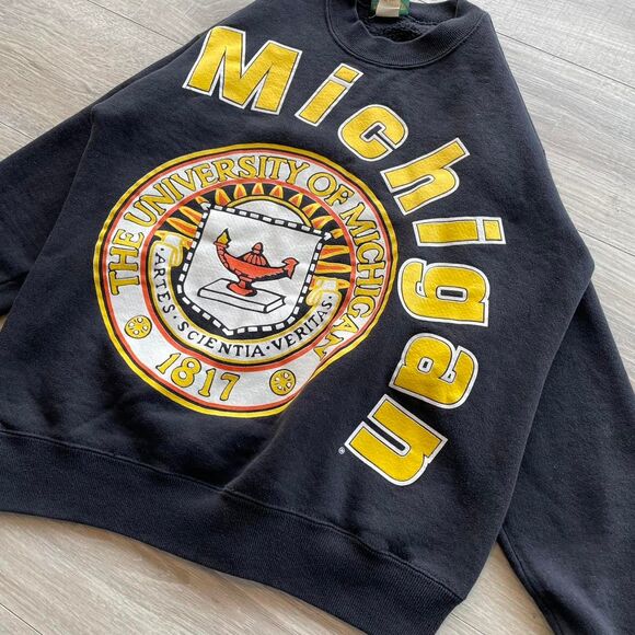 Vintage 90's University of Michigan Sweatshirt Unisex Medium Streetwear RARE Lad - Picture 3 of 8